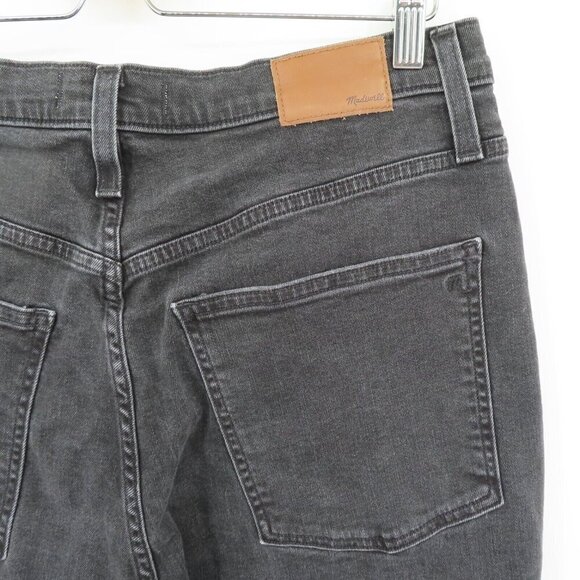 Madewell Mom Jean 31 Black Wash Denim Jeans Distressed Shredded Raw Hem Pants - Picture 8 of 13